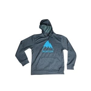Burton Hoodie Sweatshirt Large Gray Blue Graphic Logo Outdoor Pullover
